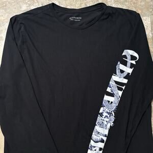 All Saints Shirt Mens Small Black Draco Long Sleeve Tee Crew Graphic Print